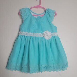 Little Lass Blue White Sz 5 Short Sleeve Party Dress